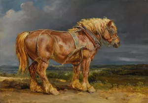Cheshunt The Shire Horse elephant in An Extensive Landscape by James Ward Oil Painting