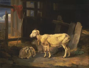 Heath Ewe and Lambs by James Ward Oil Painting