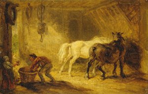 Interior of a Stable by James Ward Oil Painting
