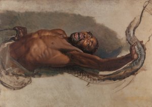 Man Struggling with a Boa Constrictor, Study for 'The Liboya Serpent Seizing His Prey' by James Ward Oil Painting