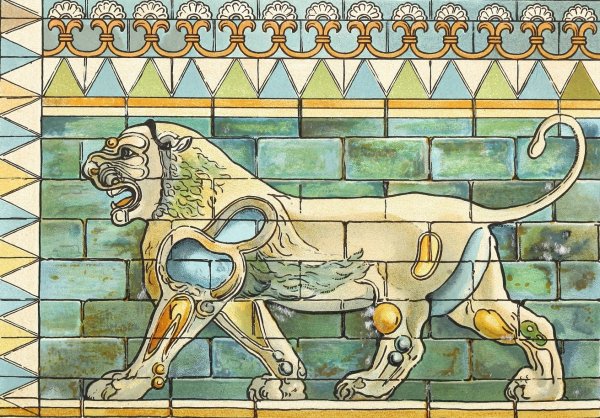 Portion of the Lions Frieze ffrom the Ancient Persian Palace at Susa  by James Ward - Hand-Painted Oil Painting Reproduction
