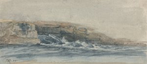 Sea Breaking on Stony Cliffs at Left by James Ward Oil Painting