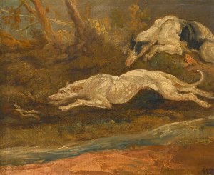 The Escape; Two Greyhounds Coursing A Hare by James Ward Oil Painting