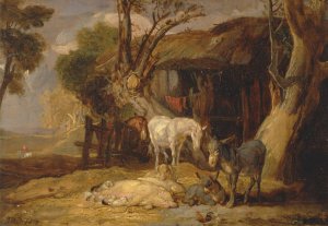 The Straw Yard by James Ward Oil Painting