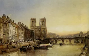 Notre Dame from the River Seine Oil painting by James Webb