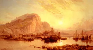 View of Dinant, Belgium Oil painting by James Webb