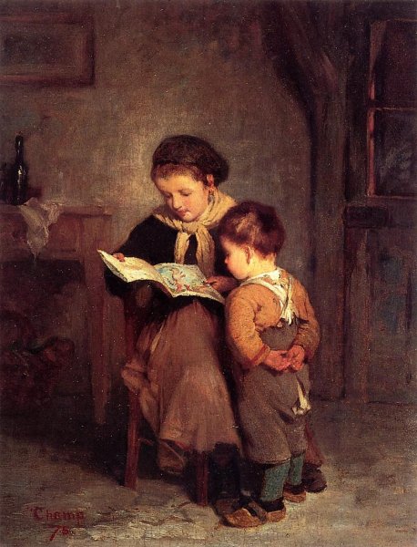 Main Product Photo of Puss-in-Boots Painting by James Wells Champney