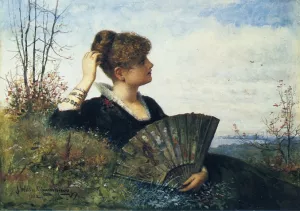 The Fan by James Wells Champney Oil Painting