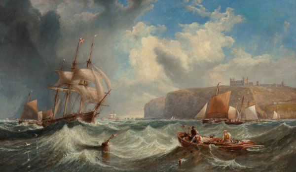 Passing the harbour buoy, Whitby  by James Wilson Carmichael - Hand-Painted Oil Painting Reproduction