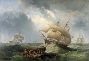Shipping in the Open Sea by James Wilson Carmichael Oil Painting
