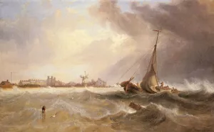 Shipping off a Coast in Choppy Seas by James Wilson Carmichael - Oil Painting Reproduction