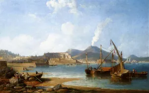 The Bay of Naples With Vesuvius Beyond by James Wilson Carmichael Oil Painting