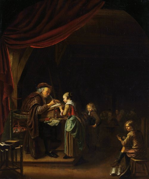 Main Product Photo of The Schoolmaster  Painting by Jan Adriaensz Van Staveren