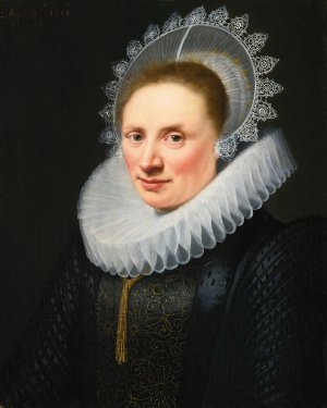 Portrait Of A Lady In A White Lace Ruff And Cap by Jan Anthonisz Van Ravesteyn Oil Painting