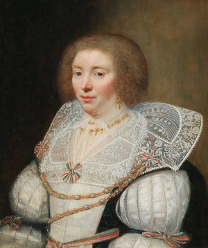 Portrait Of Cornelia Grijp, The Coat-Of-Arms Of The Grijp Family Weaved In Her Collar by Jan Anthonisz Van Ravesteyn Oil Painting