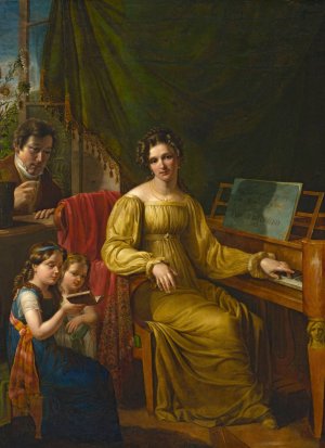Self-portrait with the family by Jan Antoni Blank Oil Painting