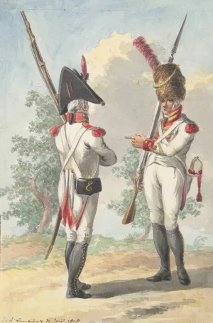 Two Soldiers of the Dutch Royal Grenadier Guard by Jan Antony Langendijk Oil Painting