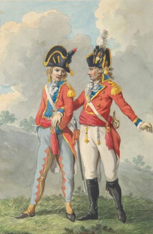 Two Subaltern Officers of the Batavian Army by Jan Antony Langendijk Oil Painting