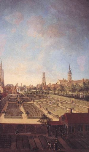 Garden of the Willaeys-Vleys Family at Groeninge, Bruges by Jan Antoon Garemijn Oil Painting