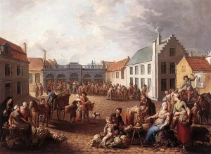 The Pandreitje in Bruges by Jan Antoon Garemijn - Oil Painting Reproduction