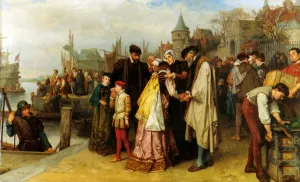 Emigration of the Huguenots - 1566 by Jan Antoon Neuhuys Oil Painting