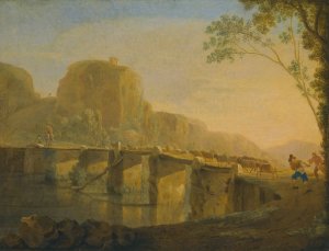 Landscape With Shepherds And Their Flock Crossing The Ponte Acquoria Near Tivoli by Jan Asselijn Oil Painting