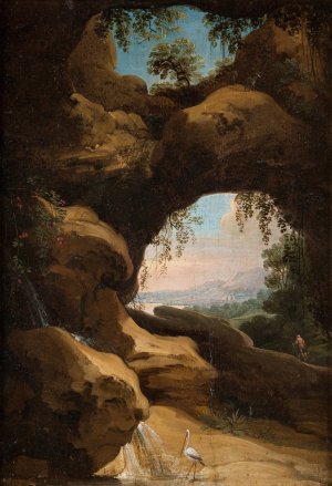 Landscape with views through the cave by Jan Asselijn Oil Painting