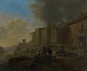 Peasants by a River Bank by Jan Asselijn Oil Painting