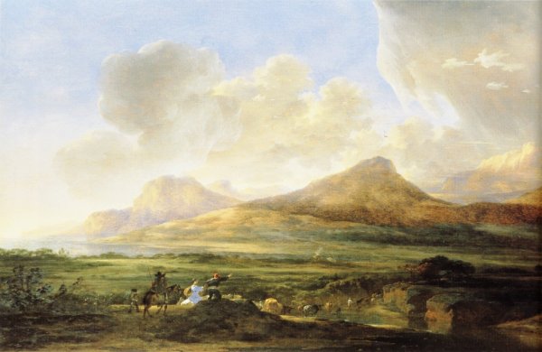 Main Product Photo of River Bank with Herdsmen Painting by Jan Asselijn