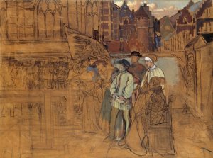 Archery Feast in Antwerp in the 16th Century by Jan August Hendrik Leys Oil Painting