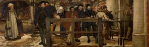 At the Town Gate by Jan August Hendrik Leys Oil Painting