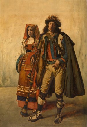 Pifferari by Jan August Hendrik Leys Oil Painting