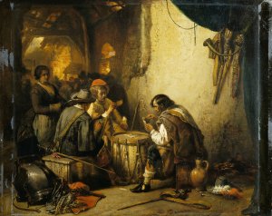 Soldiers Playing Cards by Jan August Hendrik Leys Oil Painting