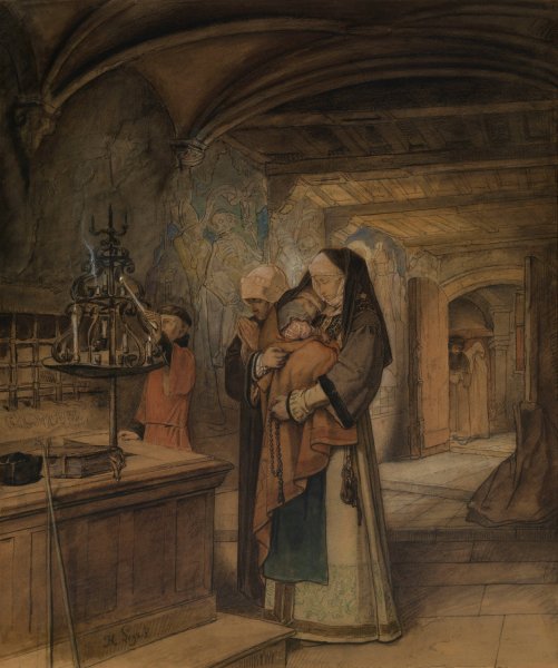 The Catholic Women by Jan August Hendrik Leys - Hand-Painted Oil Painting Reproduction