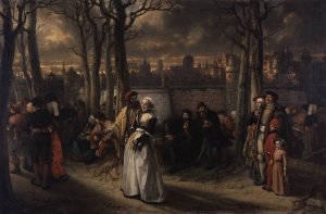 Walk outside the Walls by Jan August Hendrik Leys Oil Painting