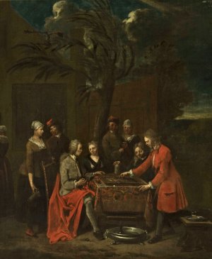 Company Playing by Jan Baptist Lambrechts Oil Painting