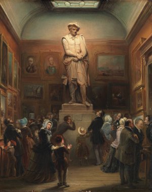 The exhibition of the plaster model of the statue of Rembrandt at the exhibition of works of art by living masters, at the Royal Academy of Art in Amsterdam in 1848. by Jan Baptist Tetar Van Elven Oil Painting