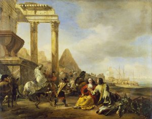 A Coast Scene with Classical Ruins by Jan Baptist Weenix Oil Painting