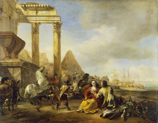 Main Product Photo of A Coast Scene with Classical Ruins  Painting by Jan Baptist Weenix