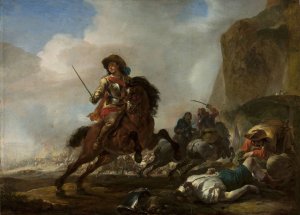 Battle at the foot of the mountain by Jan Baptist Weenix Oil Painting