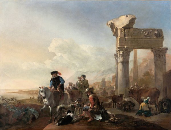Main Product Photo of Hunters Near Ruins  Painting by Jan Baptist Weenix