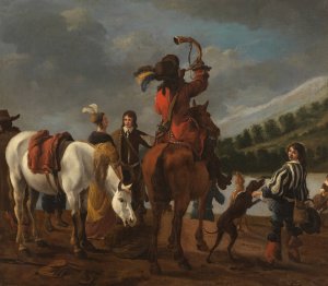 Jagershalte by Jan Baptist Wolfaerts Oil Painting
