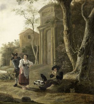 The Piper by Jan Baptist Wolfaerts Oil Painting