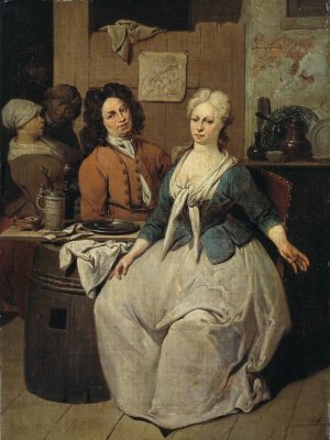 Private Meal by Jan Baptiste Lambrecht Oil Painting