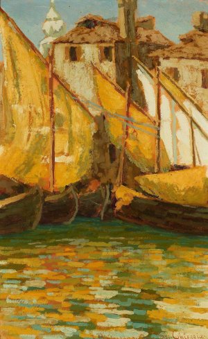 Sails in the sunshine - Chioggia by Jan Bohuszewicz Oil Painting