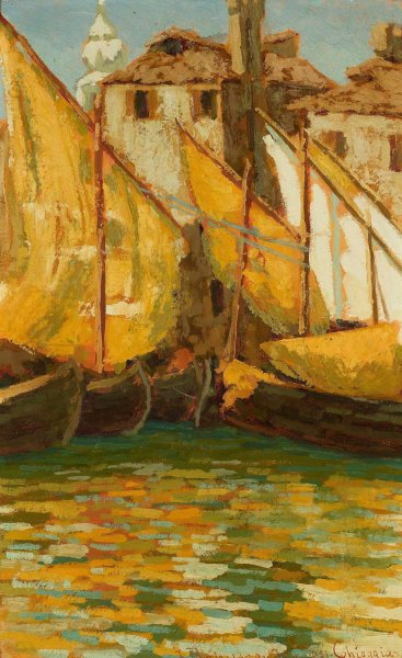 Sails in the sunshine - Chioggia  by Jan Bohuszewicz - Hand-Painted Oil Painting Reproduction