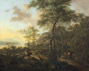An Italianate Evening Landscape by Jan Both Oil Painting