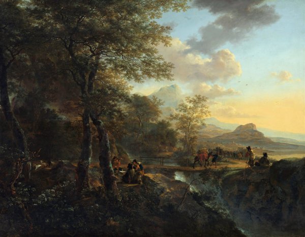 Italian Landscape with a Draughtsman  by Jan Both - Hand-Painted Oil Painting Reproduction