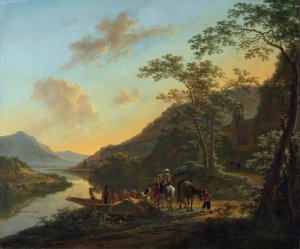 Italian Landscape with Ferry by Jan Both Oil Painting