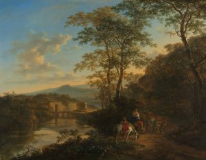 Italian Landscape with the Ponte Lucano over the Aniene River by Jan Both Oil Painting